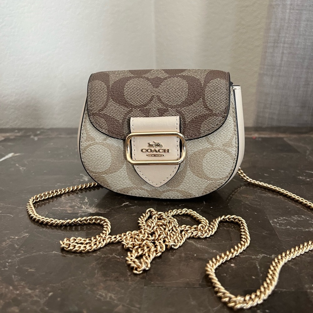 Coach Mini Morgan Brown and Cream Crossbody Bag